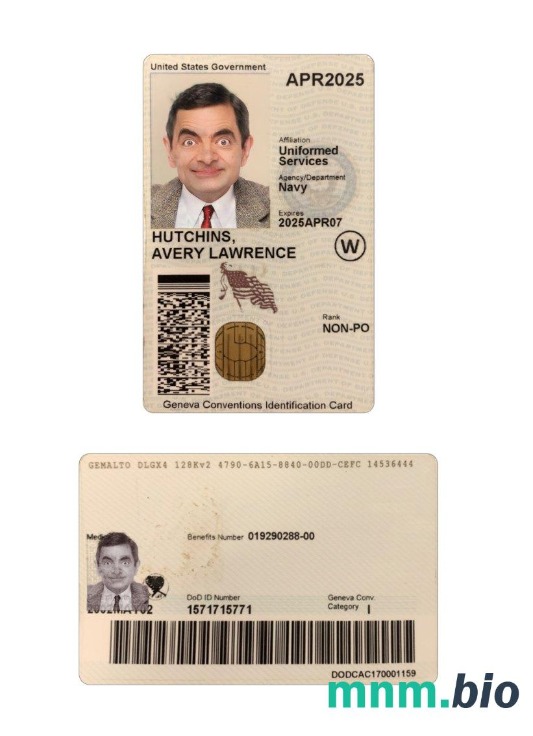 Szablon legitymacji Konwencji Genewskich USA w PSD